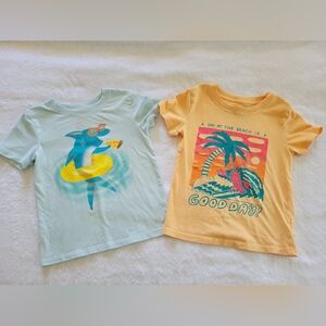 Kids Lot- 2 Summer Beach and Shark Cat & Jack Blue and Orange Short Sleeve Tees